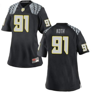 Women Taylor Koth Black University of Oregon #91 Football Game Embroidery Jersey