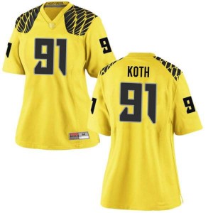 Women's Taylor Koth Gold Oregon Ducks #91 Football Game College Jersey