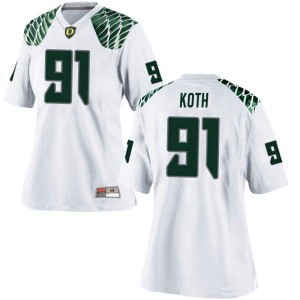 Women Taylor Koth White Oregon Ducks #91 Football Replica Embroidery Jerseys