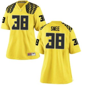 Womens Tom Snee Gold Oregon #38 Football Replica Stitched Jerseys
