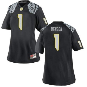 Womens Trey Benson Black Oregon Ducks #1 Football Game Stitched Jerseys