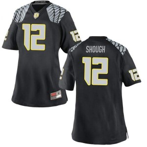 Women Tyler Shough Black Oregon Ducks #12 Football Game Embroidery Jersey