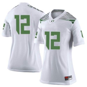 Women Tyler Shough White Oregon Ducks #12 Football Limited Official Jersey