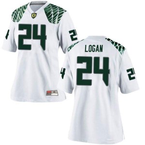 Women's Vincenzo Logan White Oregon Ducks #24 Football Game Stitch Jersey