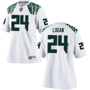 Women's Vincenzo Logan White Ducks #24 Football Replica Stitched Jerseys