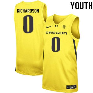 Youth Will Richardson Yellow Oregon Ducks #0 Basketball College Jerseys