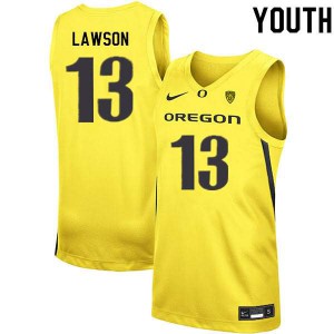 Youth Chandler Lawson Yellow Oregon Ducks #13 Basketball Embroidery Jerseys