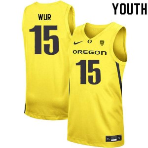 Youth Lok Wur Yellow Oregon Ducks #15 Basketball NCAA Jersey