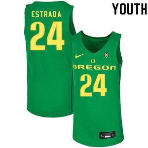 Youth Aaron Estrada Green Ducks #24 Basketball University Jerseys