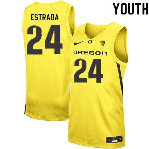 Youth Aaron Estrada Yellow Oregon #24 Basketball High School Jerseys