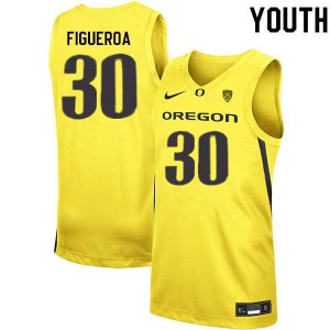 Youth LJ Figueroa Yellow Oregon #30 Basketball Player Jerseys