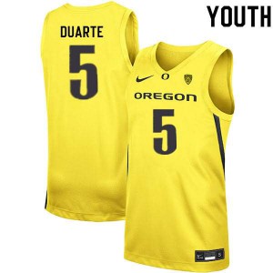 Youth Chris Duarte Yellow UO #5 Basketball Official Jersey