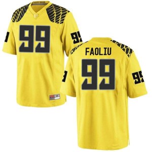 Youth Austin Faoliu Gold University of Oregon #99 Football Game Embroidery Jerseys