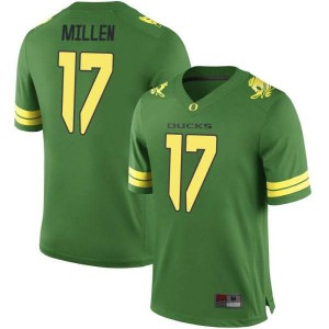 Youth Cale Millen Green Oregon #17 Football Game Stitch Jersey