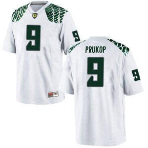 Youth Dakota Prukop White Oregon #9 Football Replica Embroidery Jerseys
