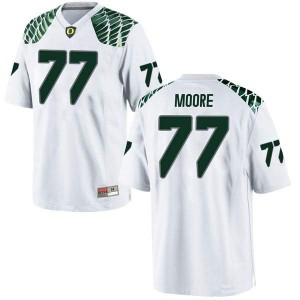 Youth George Moore White University of Oregon #77 Football Game Stitched Jersey