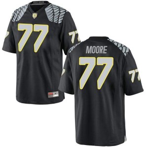 Youth George Moore Black Oregon #77 Football Replica Stitched Jerseys