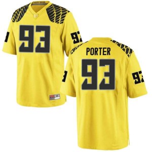 Youth Isaia Porter Gold Oregon #93 Football Replica Stitched Jersey