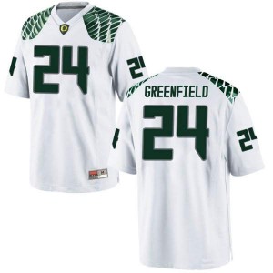 Youth JJ Greenfield White Oregon #24 Football Replica Embroidery Jersey