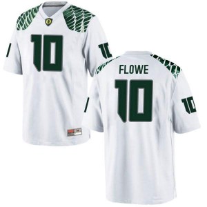 Youth Justin Flowe White Ducks #10 Football Game Embroidery Jersey