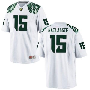 Youth Kahlef Hailassie White University of Oregon #15 Football Game Official Jerseys
