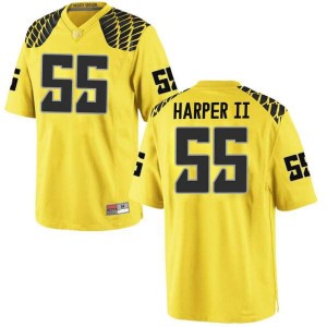 Youth Marcus Harper II Gold Ducks #55 Football Game Embroidery Jersey