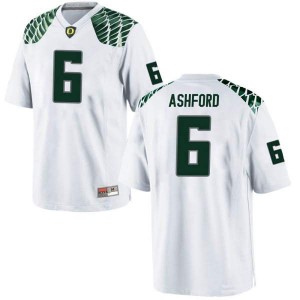 Youth Robby Ashford White Ducks #6 Football Game Stitched Jersey